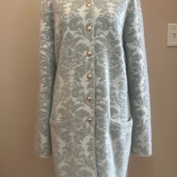 Gorgeous Halston Heritage Soft Gray Knit Sweater Jacket - Picture 1 of 9